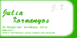 julia kormanyos business card