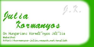 julia kormanyos business card